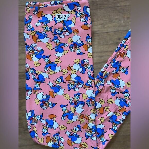 LuLaRoe Womens TC Pink Disney’s Donald Duck Ankle-Length Leggings Adult XL Comfy - Picture 12 of 15